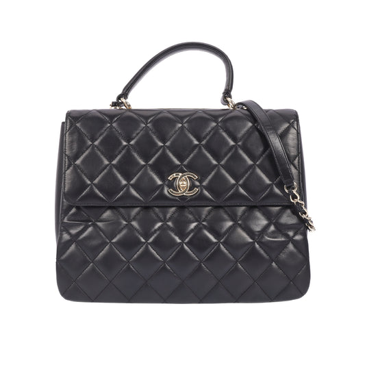 Pre-Owned Chanel Trendy CC Black Quilted Lambskin Shoulder Bag 42416212