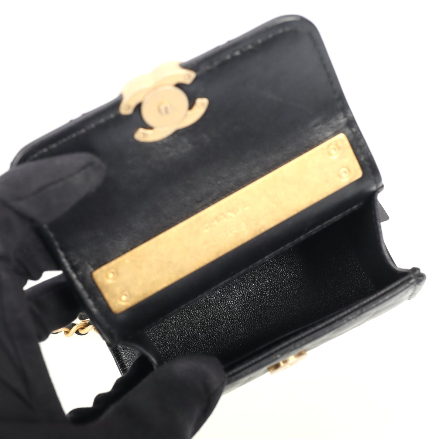 Pre-Owned Chanel Top Handle Flap Bag Black Quilted Calfskin Crossbody Bag 43149763