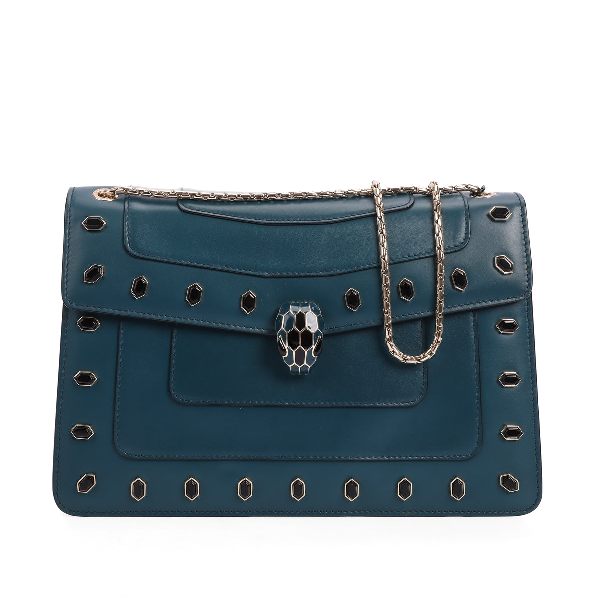 Pre-Owned Bvlgari Serpenti Forever Green Calfskin Shoulder Bag 43455881