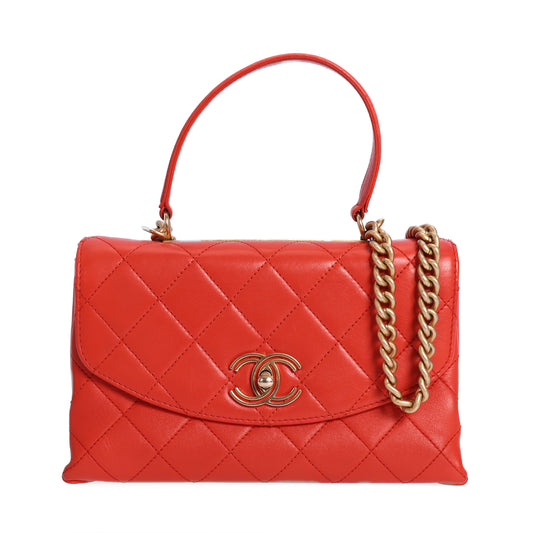 Pre-Owned Chanel Interlocking CC Red Quilted Leather Shoulder Bag 44329328