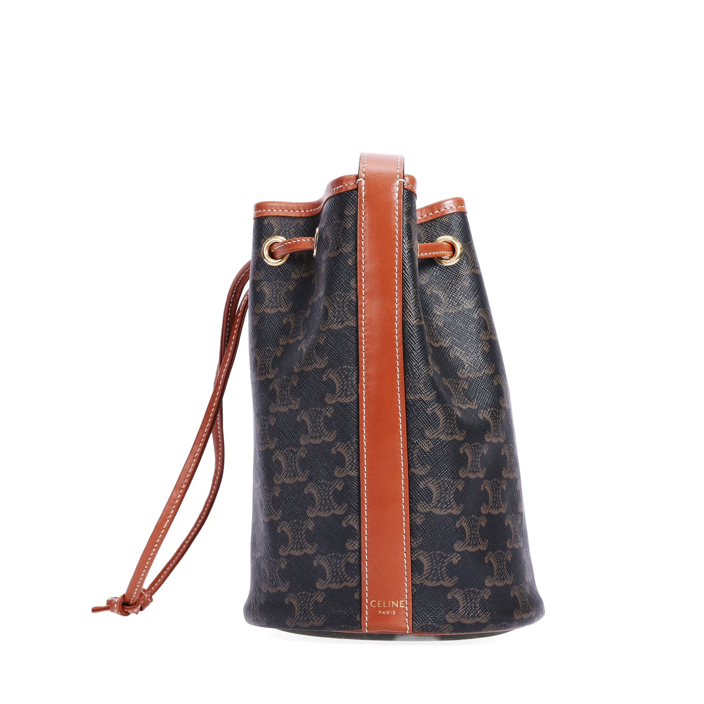 Pre-Owned Celine Triomphe Canvas Black Coated Canvas Crossbody Bag 44741980