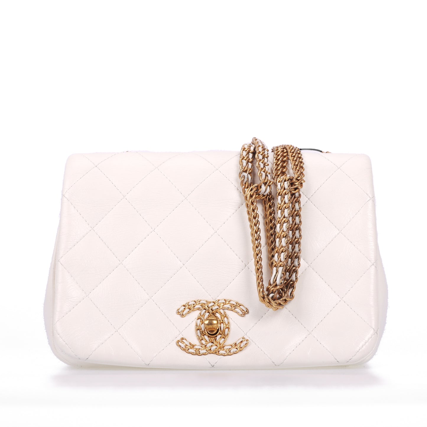 Pre-Owned Chanel 19 Flap White Quilted Leather Shoulder Bag 45258572 c