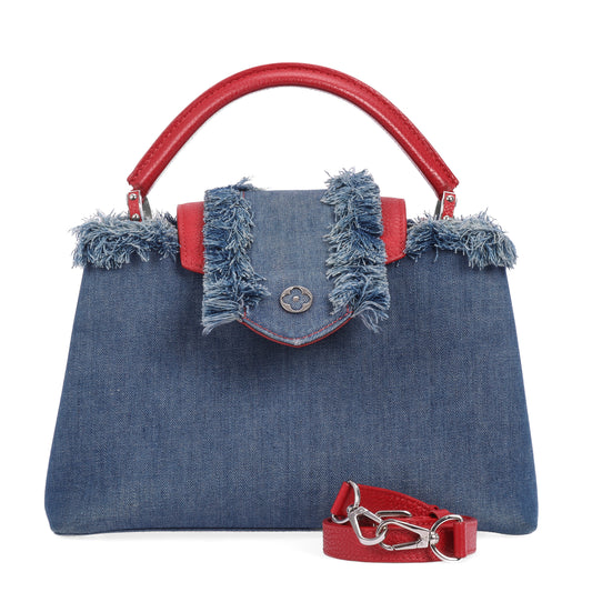 Pre-Owned Louis Vuitton Capucines Blue Denim Shoulder Bag 46094925