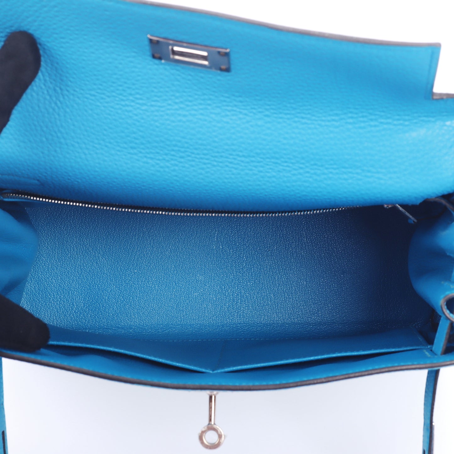 Pre-Owned Hermès Kelly 28 Bleu Zanzibar Togo Calfskin Shoulder Bag 46222025 L