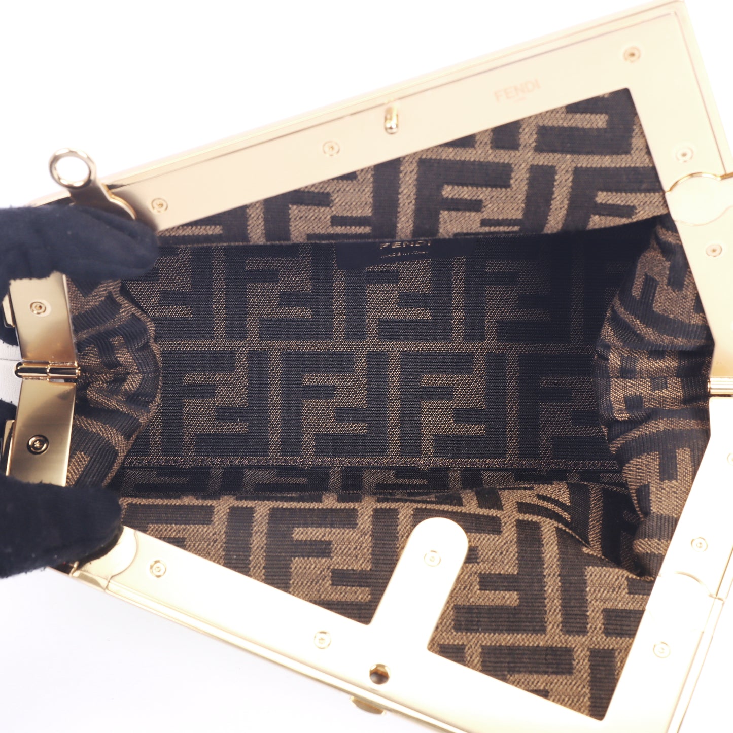 Pre-Owned Fendi First Small Light Gray Calfskin Crossbody Bag 46284594 c