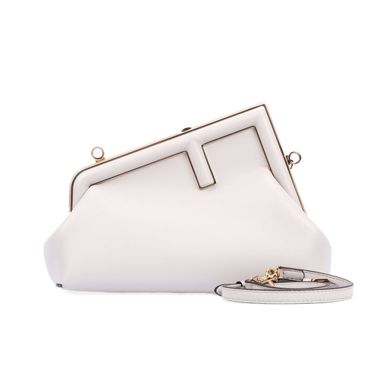 Pre-Owned Fendi First Small Light Gray Calfskin Crossbody Bag 46284594 c