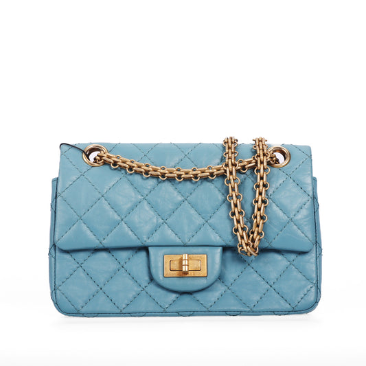 Pre-Owned Chanel Reissue 2.55 Light Blue Quilted Calfskin Shoulder Bag 46448451