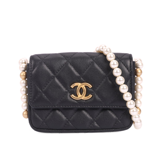 Pre-Owned Chanel Classic CC Chain Black Lambskin Leather Crossbody Bag 47735576