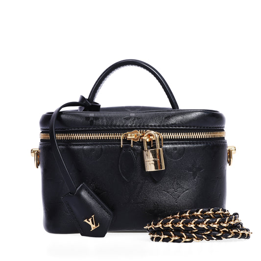 Pre-Owned Louis Vuitton Vanity PM Black Monogram Lambskin Leather Handbag  47793499