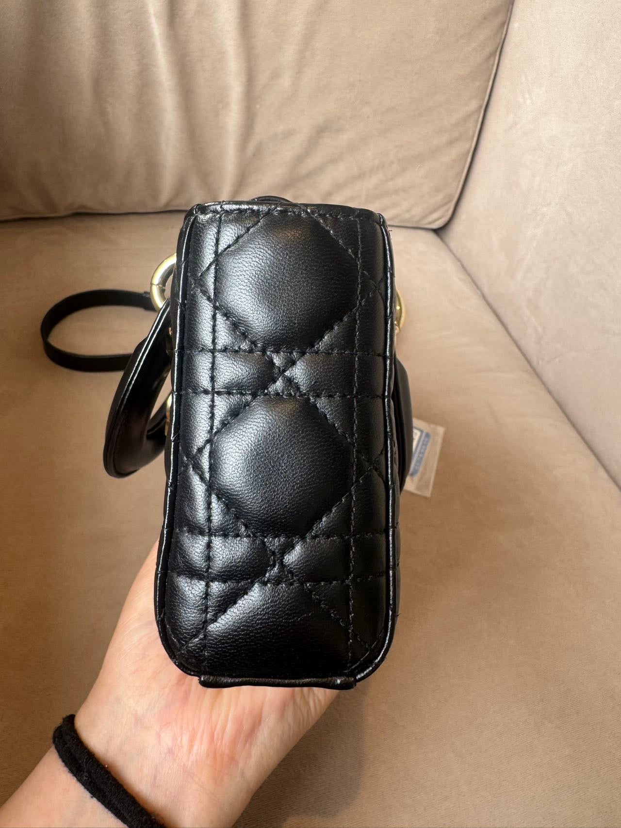 Pre-Owned Dior Lady Dior Black Cannage Lambskin Crossbody Bag