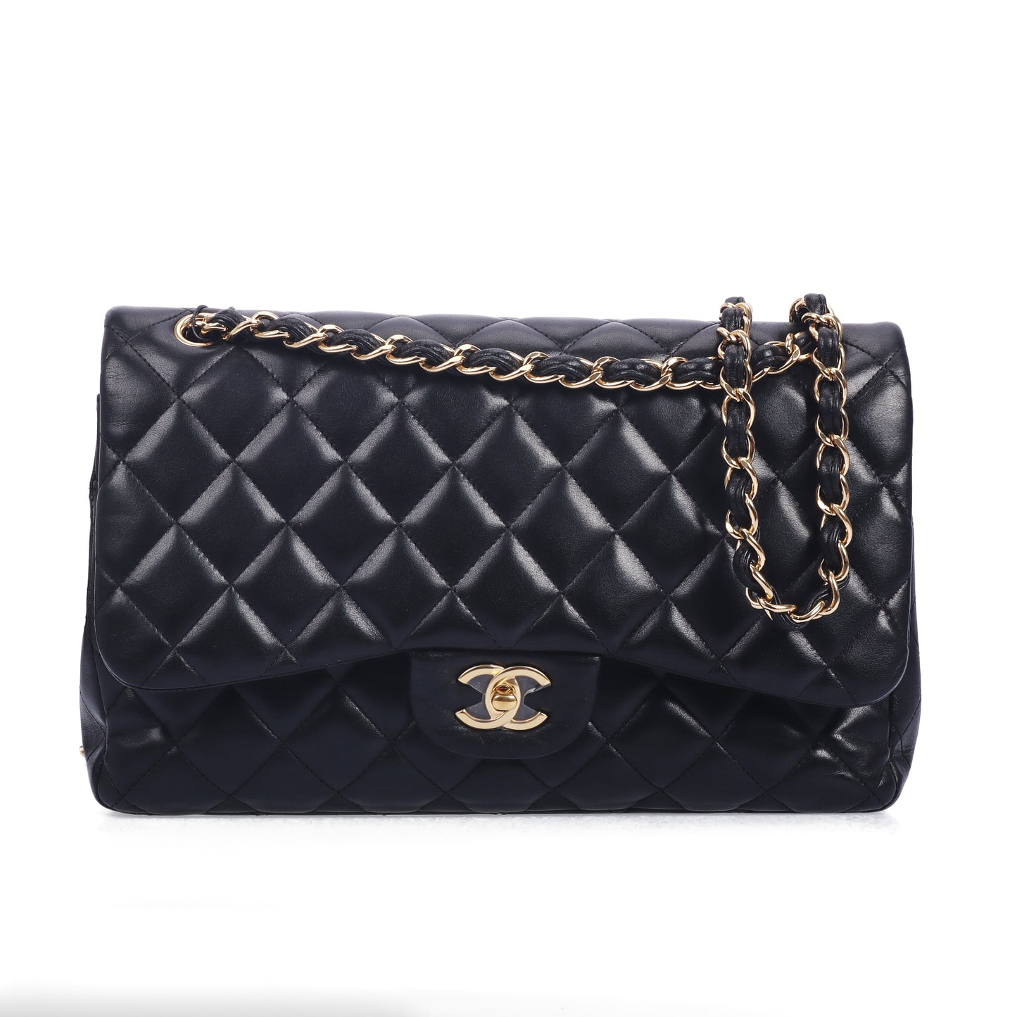 Pre-Owned Chanel Classic Flap Medium Black Quilted Leather Shoulder Bag 48021791