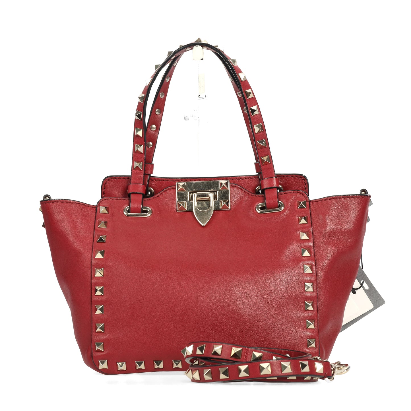 Pre-Owned Valentino Rockstud Red Calfskin Shoulder Bag 48225267