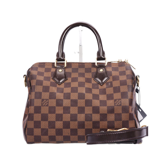 Pre-Owned Louis Vuitton Speedy Bandoulière 25 Damier Eben & Damier Azur 25 & Louis Vuitton Charm 48930408 &72802421&51621143