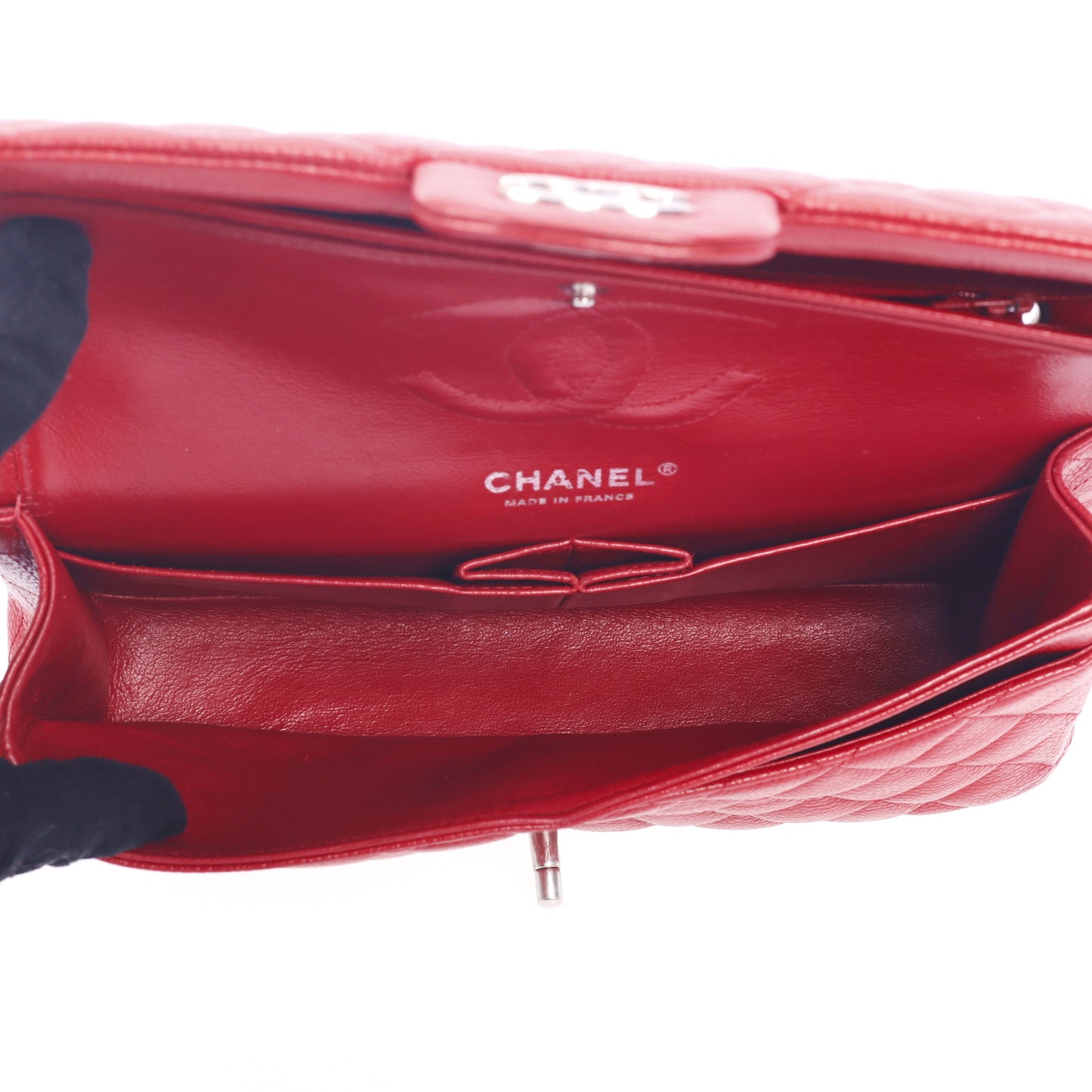 Pre-Owned Chanel Classic Flap Red Quilted Caviar Calfskin Shoulder Bag
