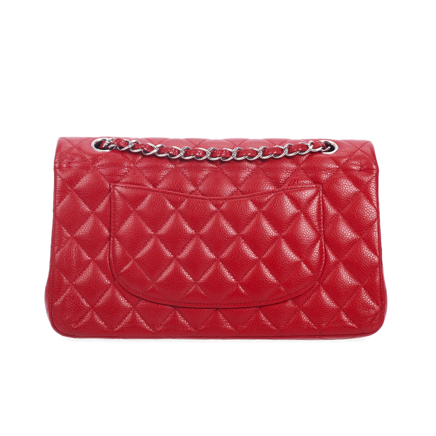 Pre-Owned Chanel Classic Flap Red Quilted Caviar Calfskin Shoulder Bag