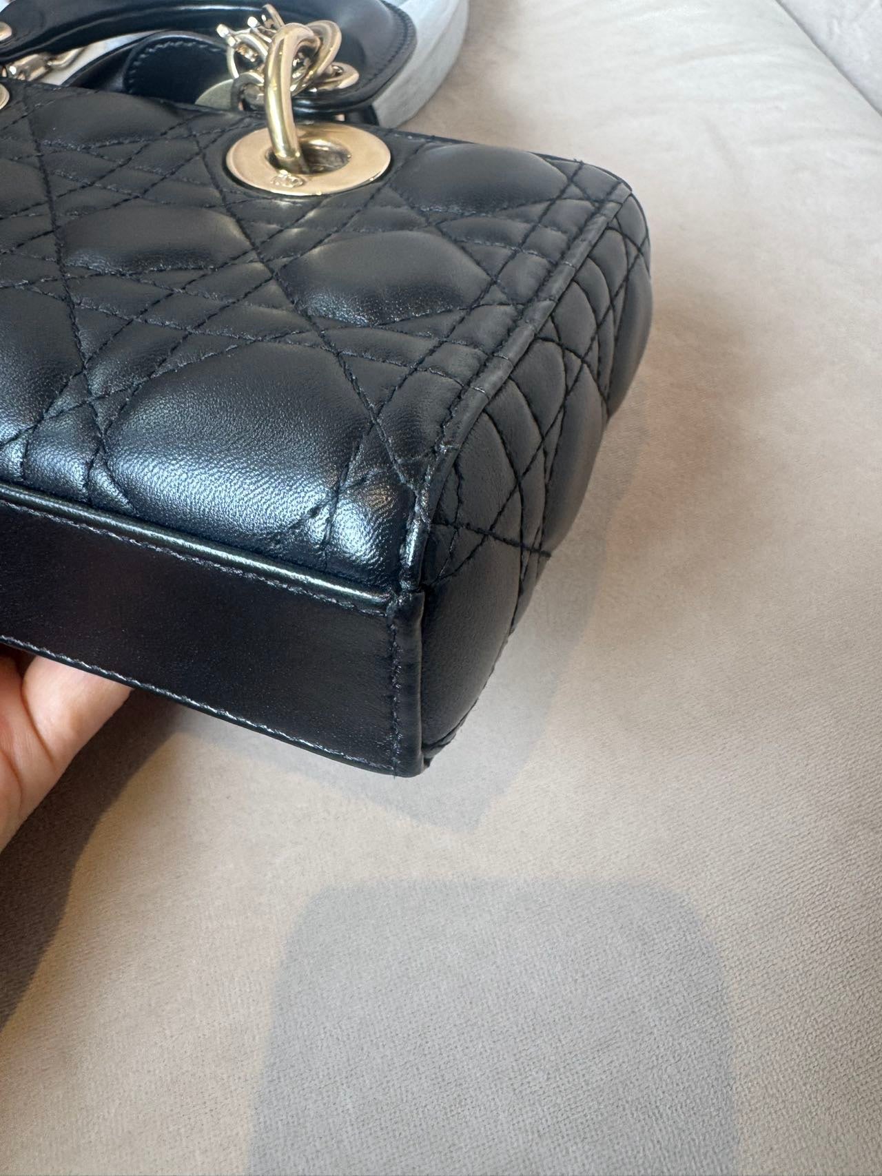 Pre-Owned Dior Lady Dior Black Cannage Lambskin Crossbody Bag