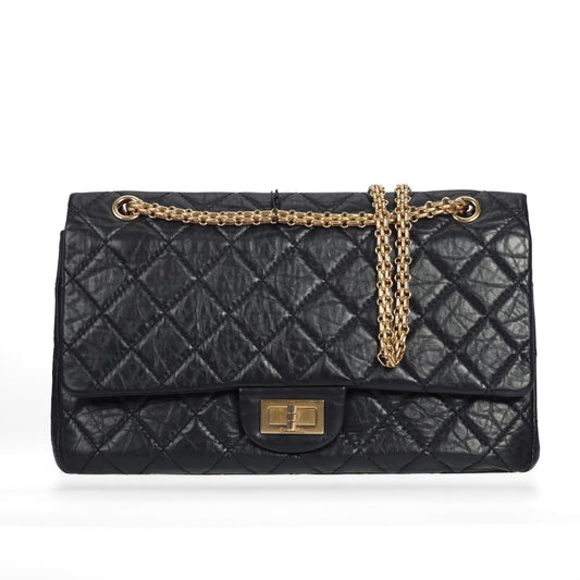 Pre-Owned Chanel Reissue 2.55 Black Calfskin Shoulder Bag 50065088