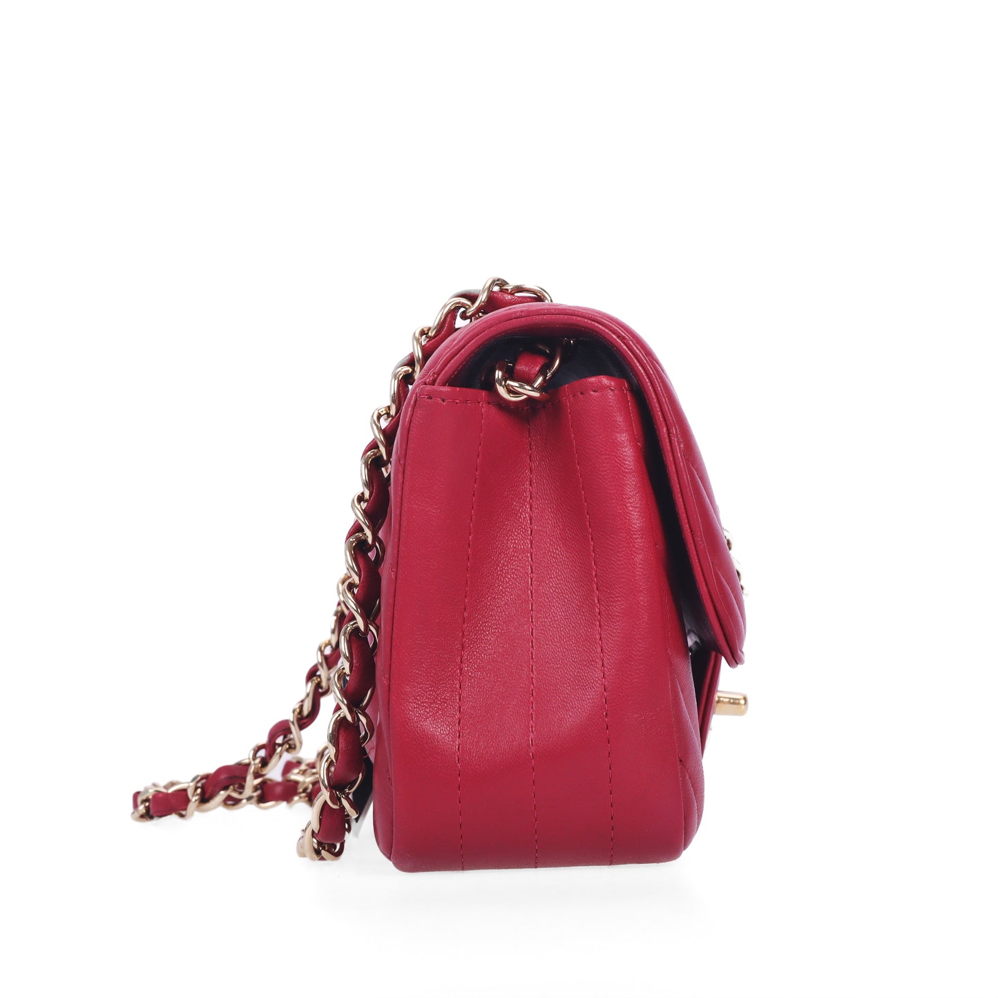 Pre-Owned Chanel Classic Flap Fuchsia Chevron Quilted Lambskin Leather Shoulder Bag 50068315