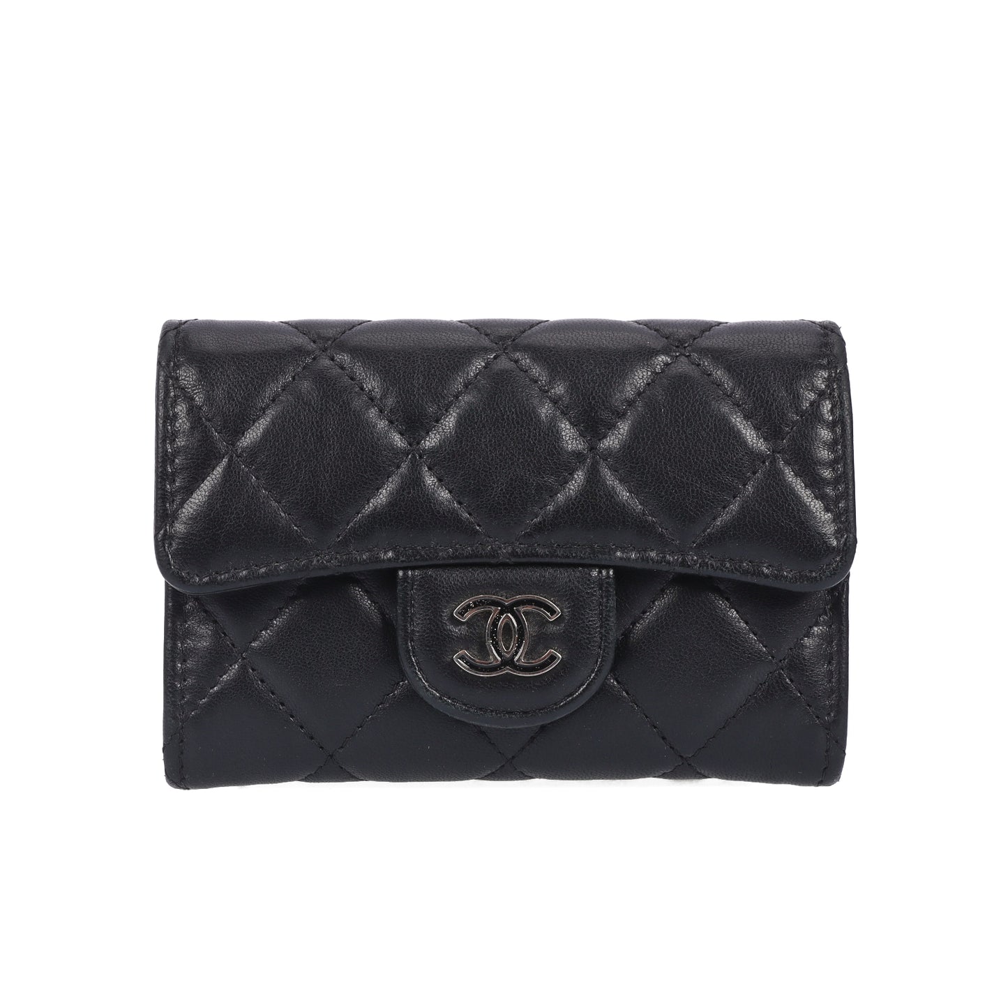 Pre-Owned Chanel Classic Flap Wallet Black Quilted Lambskin Leather Wallet 51155681