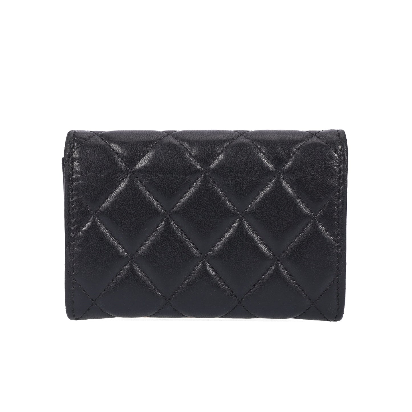 Pre-Owned Chanel Classic Flap Wallet Black Quilted Lambskin Leather Wallet 51155681