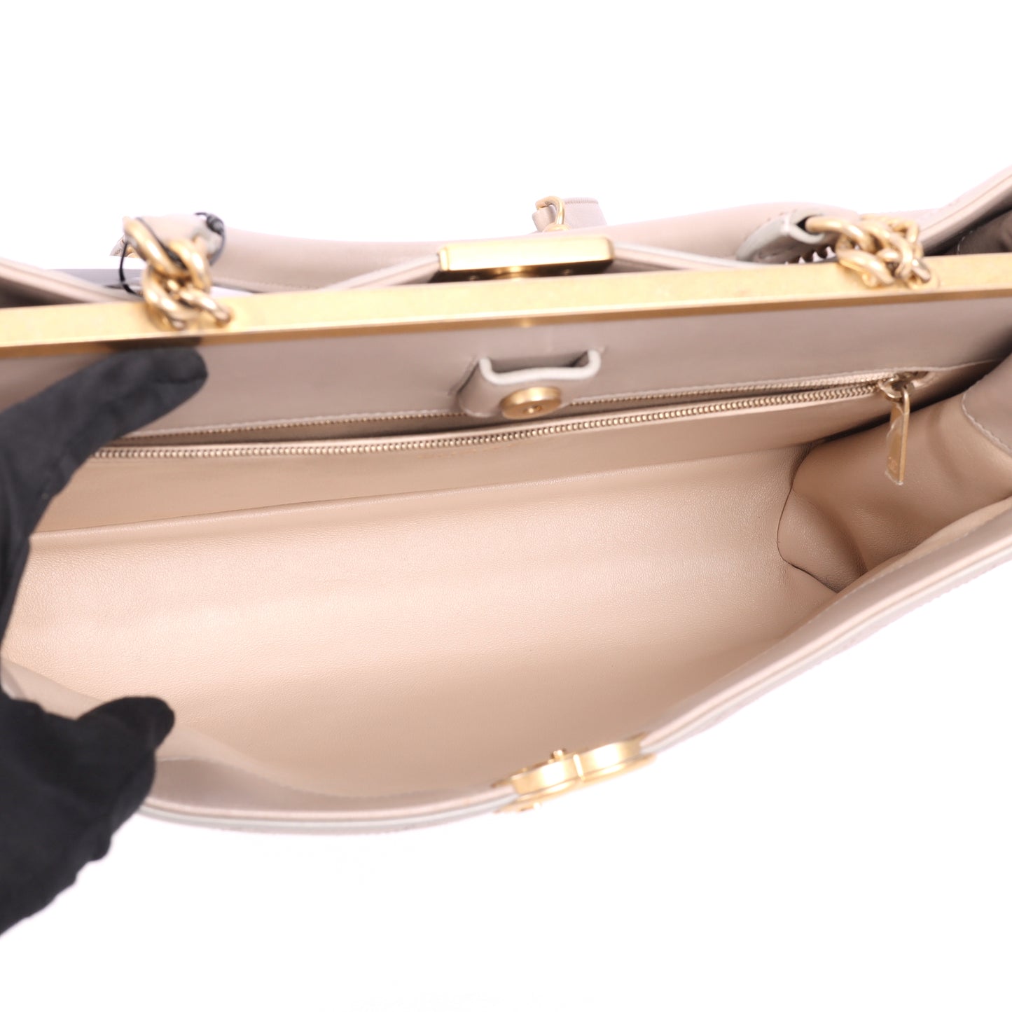 Pre-Owned Chanel Beige Lambskin Shoulder Bag 51897757 xhsp