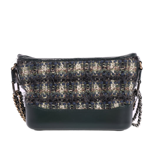 Pre-Owned Chanel Green Tweed Crossbody Bag 52350057