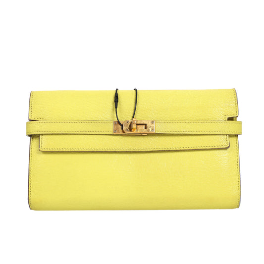 Pre-Owned Hermès Kelly Yellow Leather Wallet 52788417