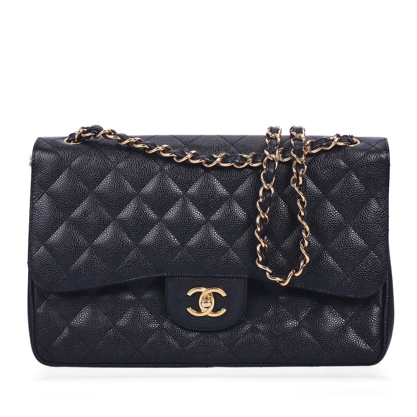 Pre-Owned Chanel Classic Flap Jumbo Black Quilted Calfskin Crossbody Bag 52876483