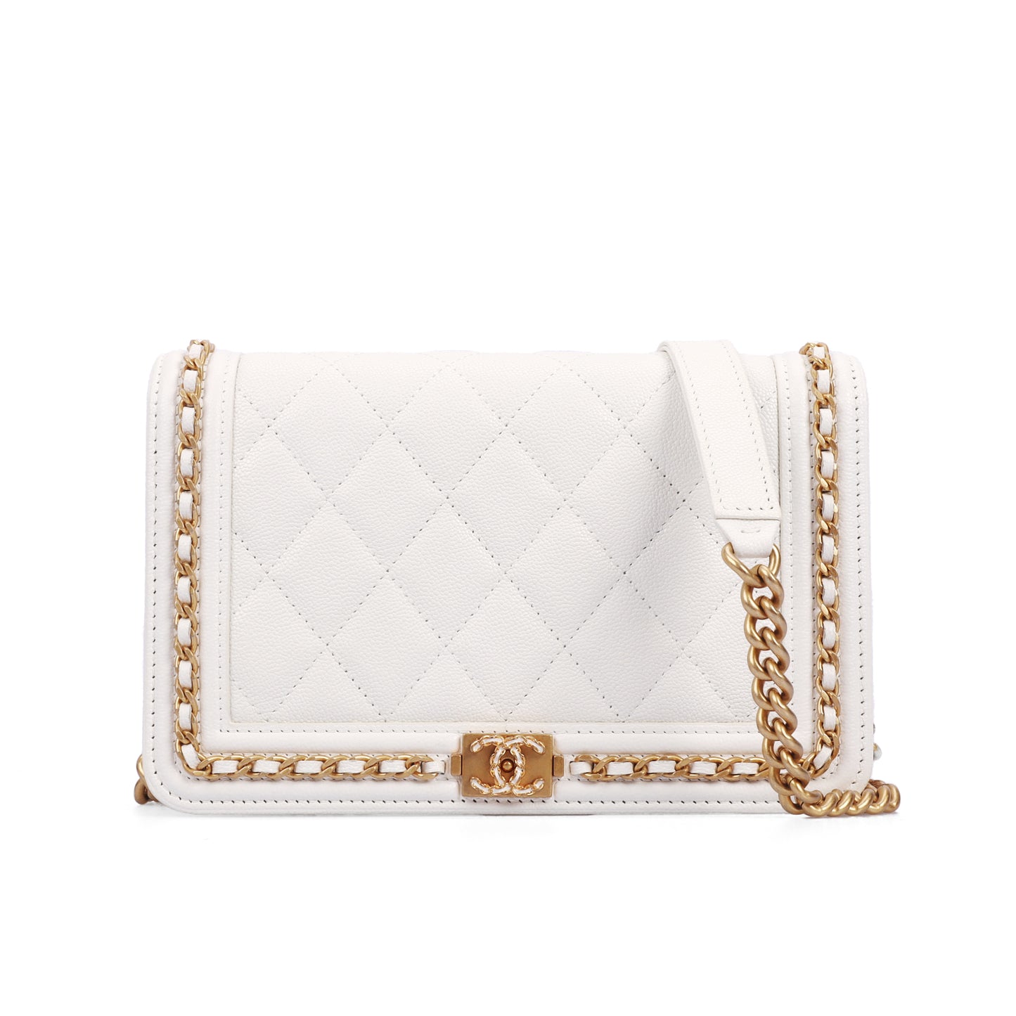 Pre-Owned Chanel Boy 23P White Calfskin Wallet on Chain 54239853 L