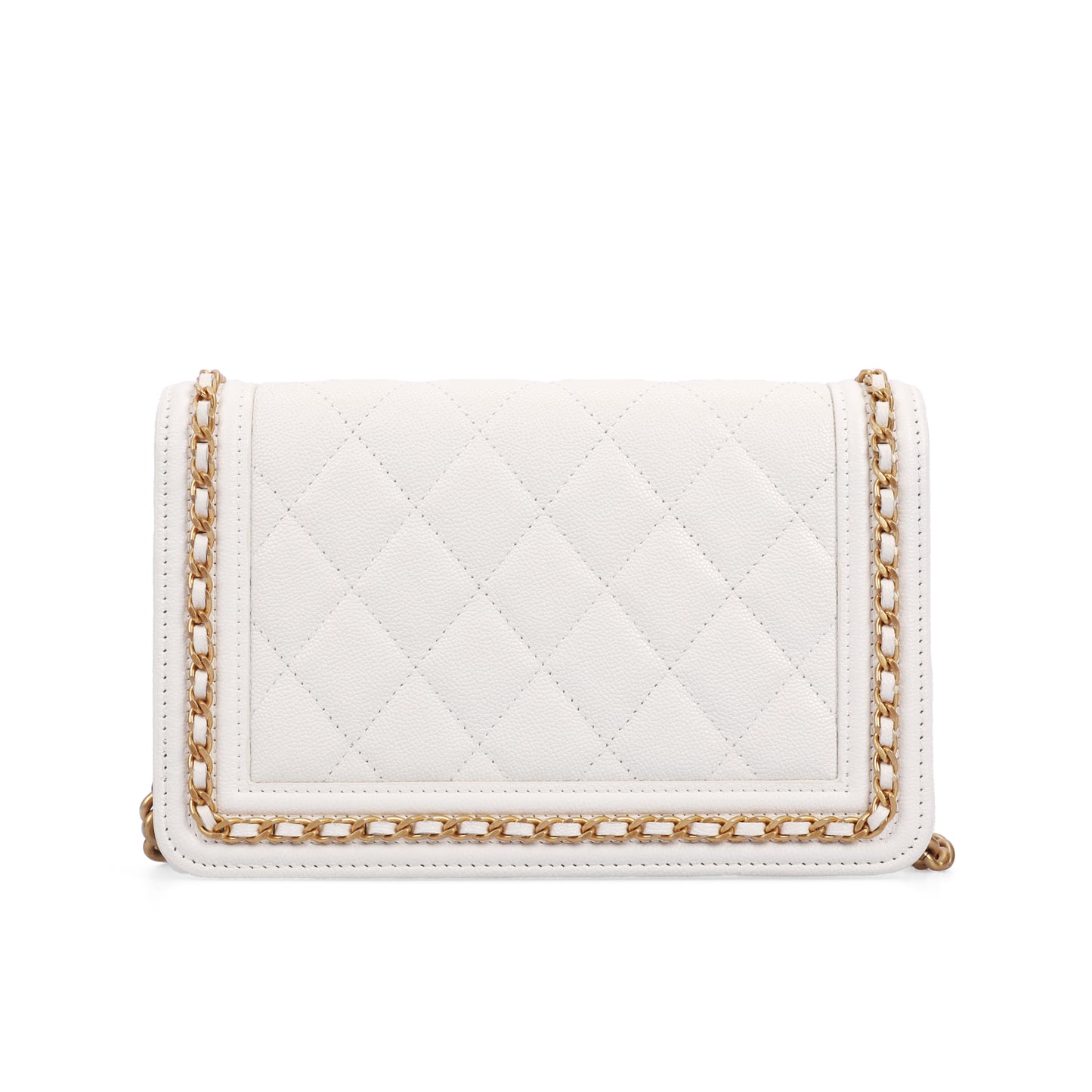 Pre-Owned Chanel Boy 23P White Calfskin Wallet on Chain 54239853 L