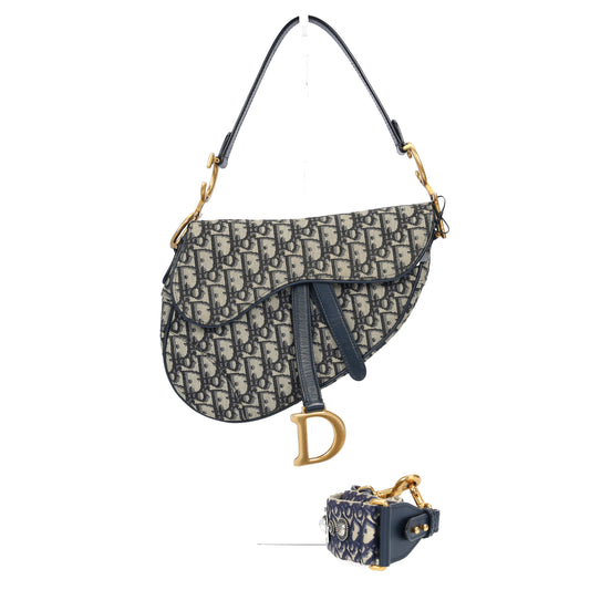 Pre-Owned Dior Saddle Blue Canvas Shoulder Bag 5433421