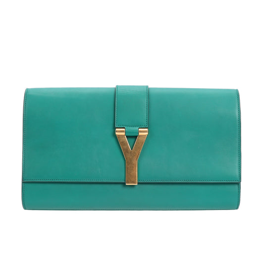 Pre-Owned Saint Laurent Chyc Y Green Calfskin Clutch Bag 54957980