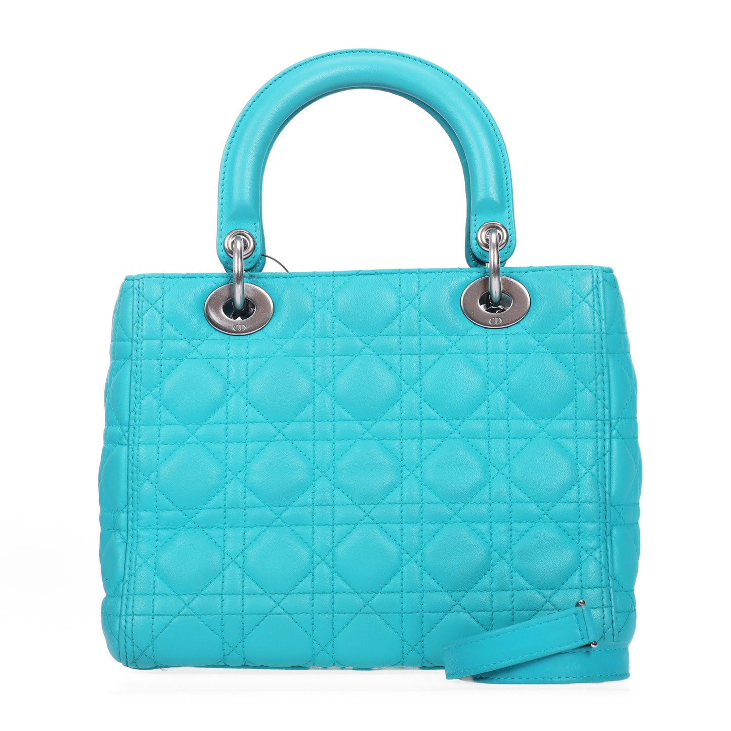 Pre-Owned Dior Lady Dior Bright Blue Lambskin Shoulder Bag 55907539