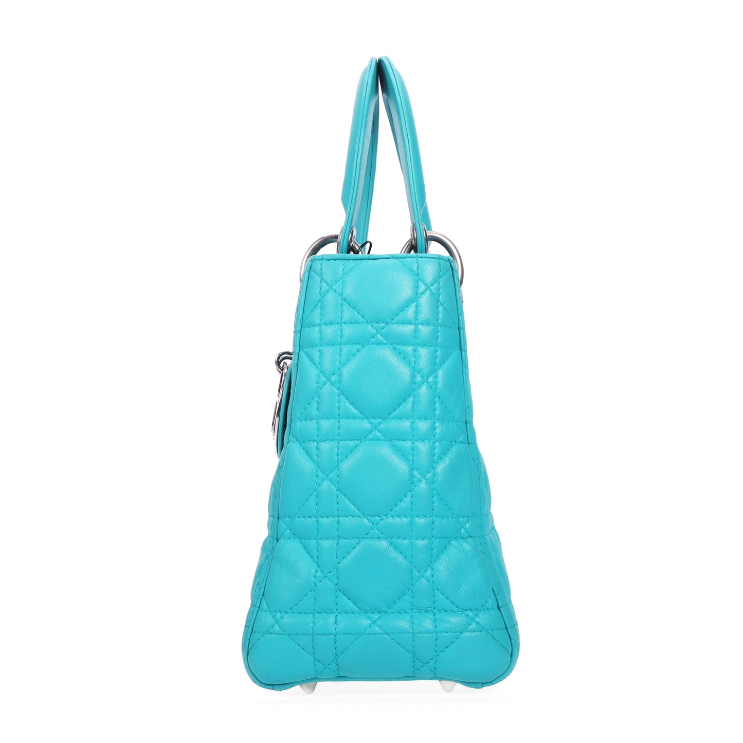 Pre-Owned Dior Lady Dior Bright Blue Lambskin Shoulder Bag 55907539