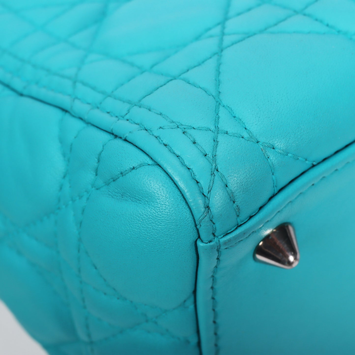 Pre-Owned Dior Lady Dior Bright Blue Lambskin Shoulder Bag 55907539