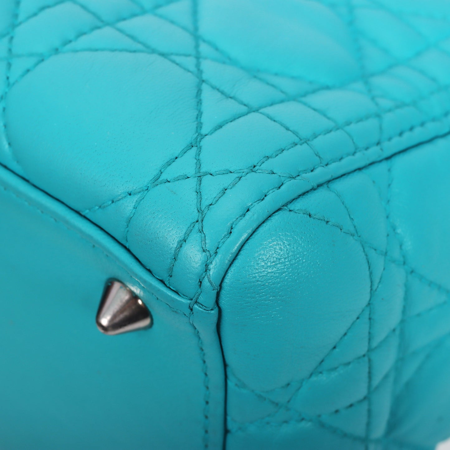Pre-Owned Dior Lady Dior Bright Blue Lambskin Shoulder Bag 55907539