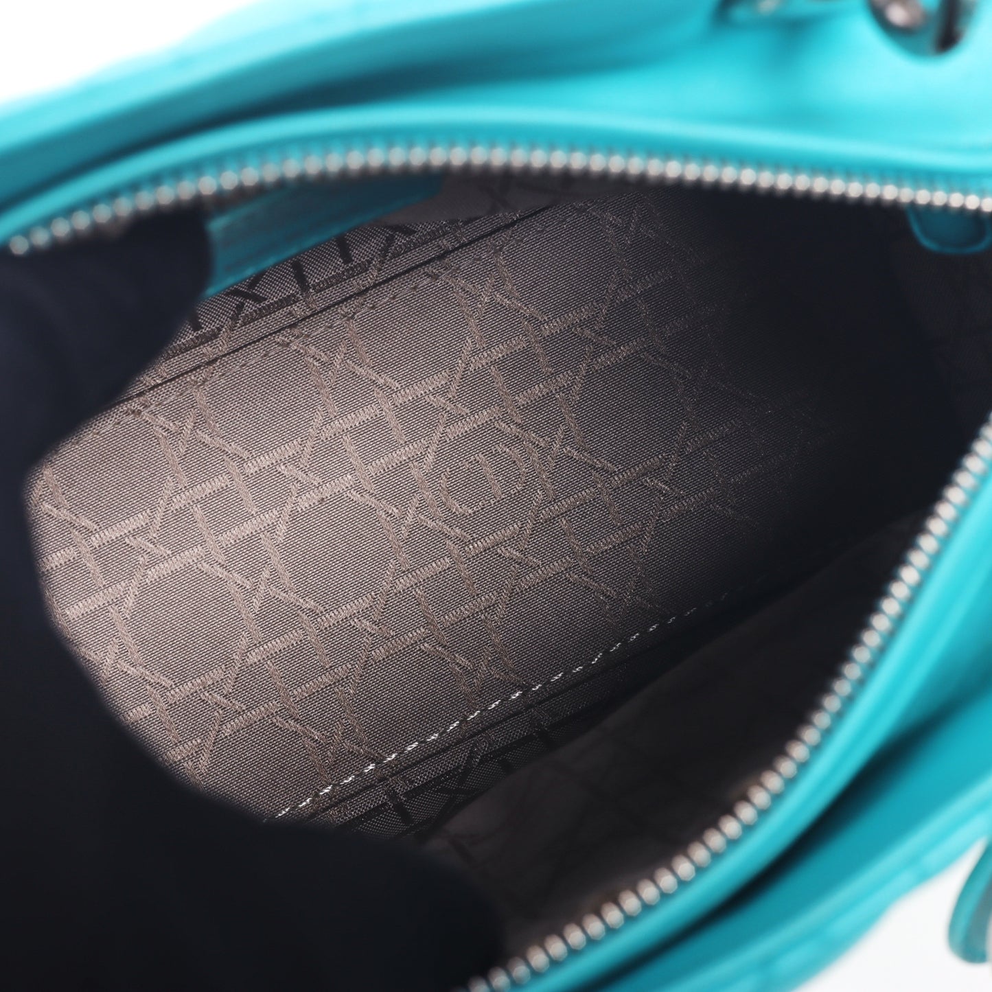 Pre-Owned Dior Lady Dior Bright Blue Lambskin Shoulder Bag 55907539