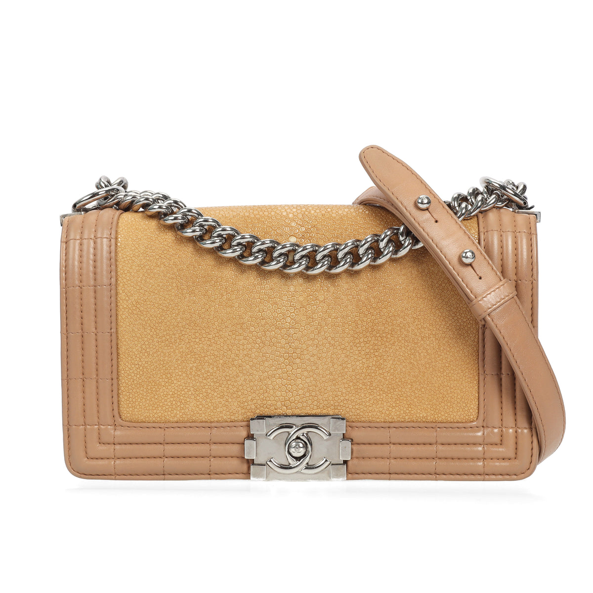 Pre-Owned Chanel Boy Bag Beige Leather Shoulder Bag 56004564