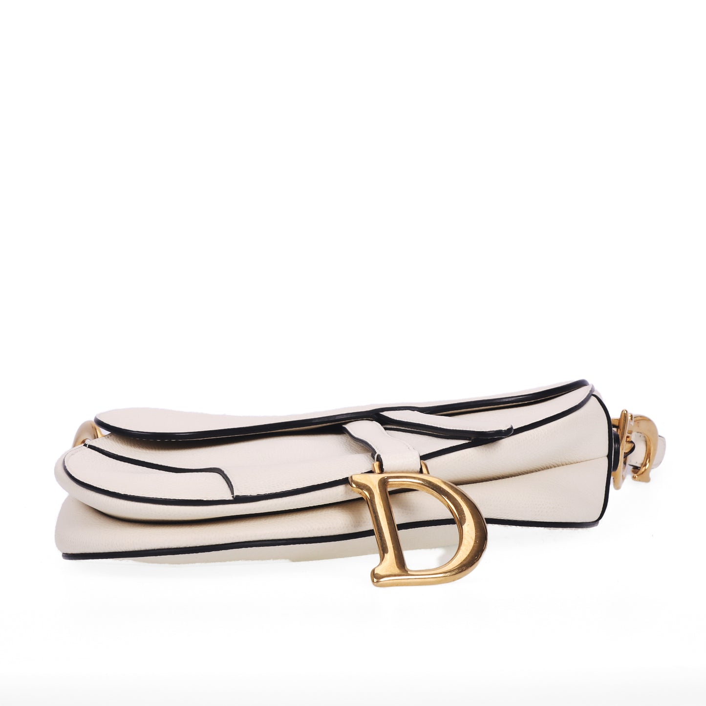 Pre-Owned Dior Saddle Medium Size White Calfskin Leather Crossbody Bag 56421328 c