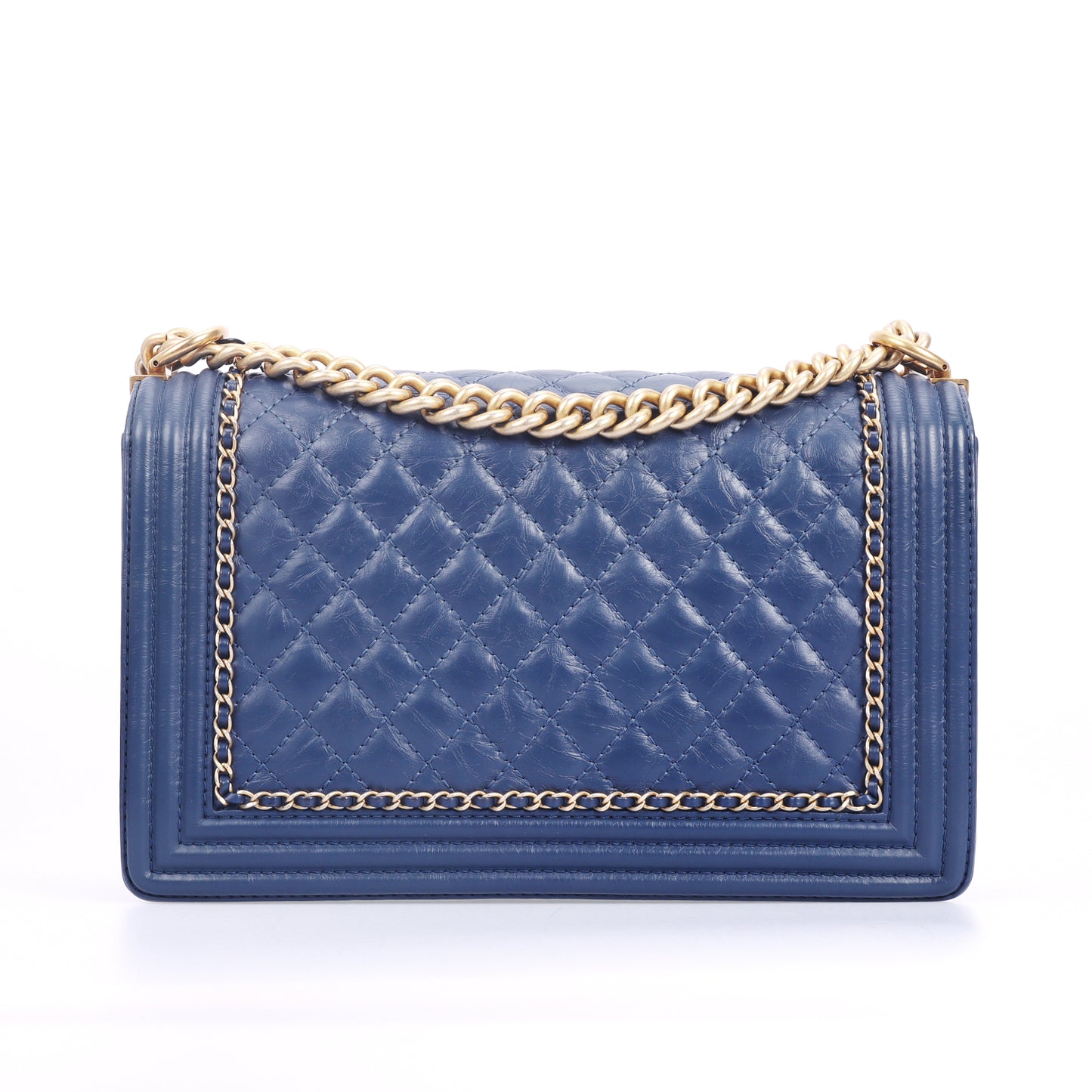 Pre-Owned Chanel Boy Blue Leather Shoulder Bag 57288705