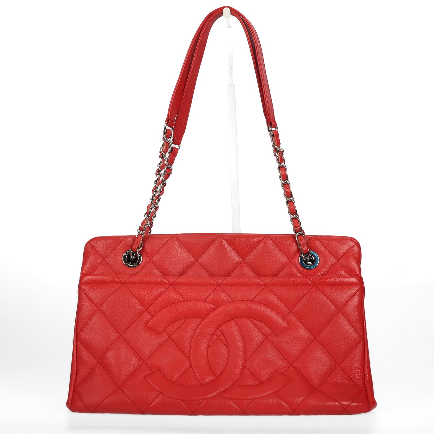 Pre-Owned Chanel Red Quilted Caviar Calfskin Shoulder Bag 57900109