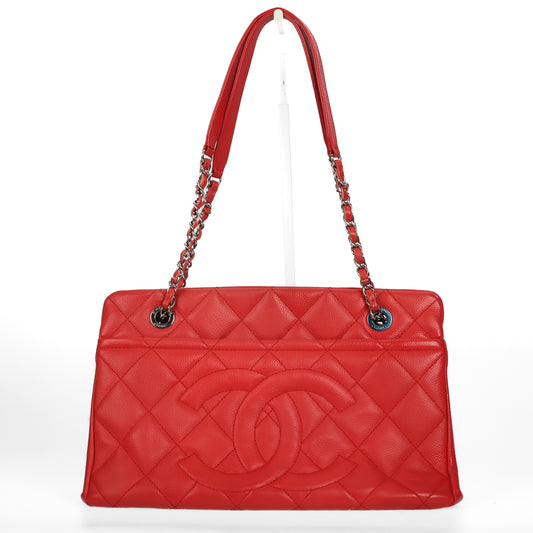 Pre-Owned Chanel Red Quilted Caviar Calfskin Shoulder Bag 57900109