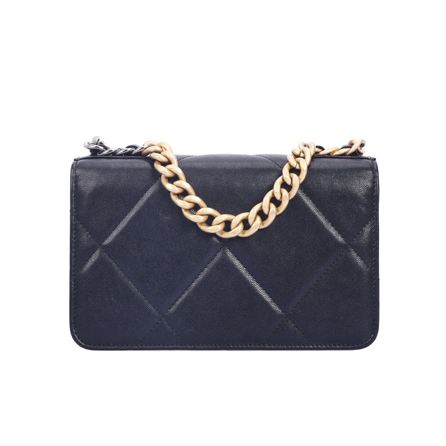 Pre-Owned Chanel 19 Black Quilted Lambskin Wallet on Chain 57907422