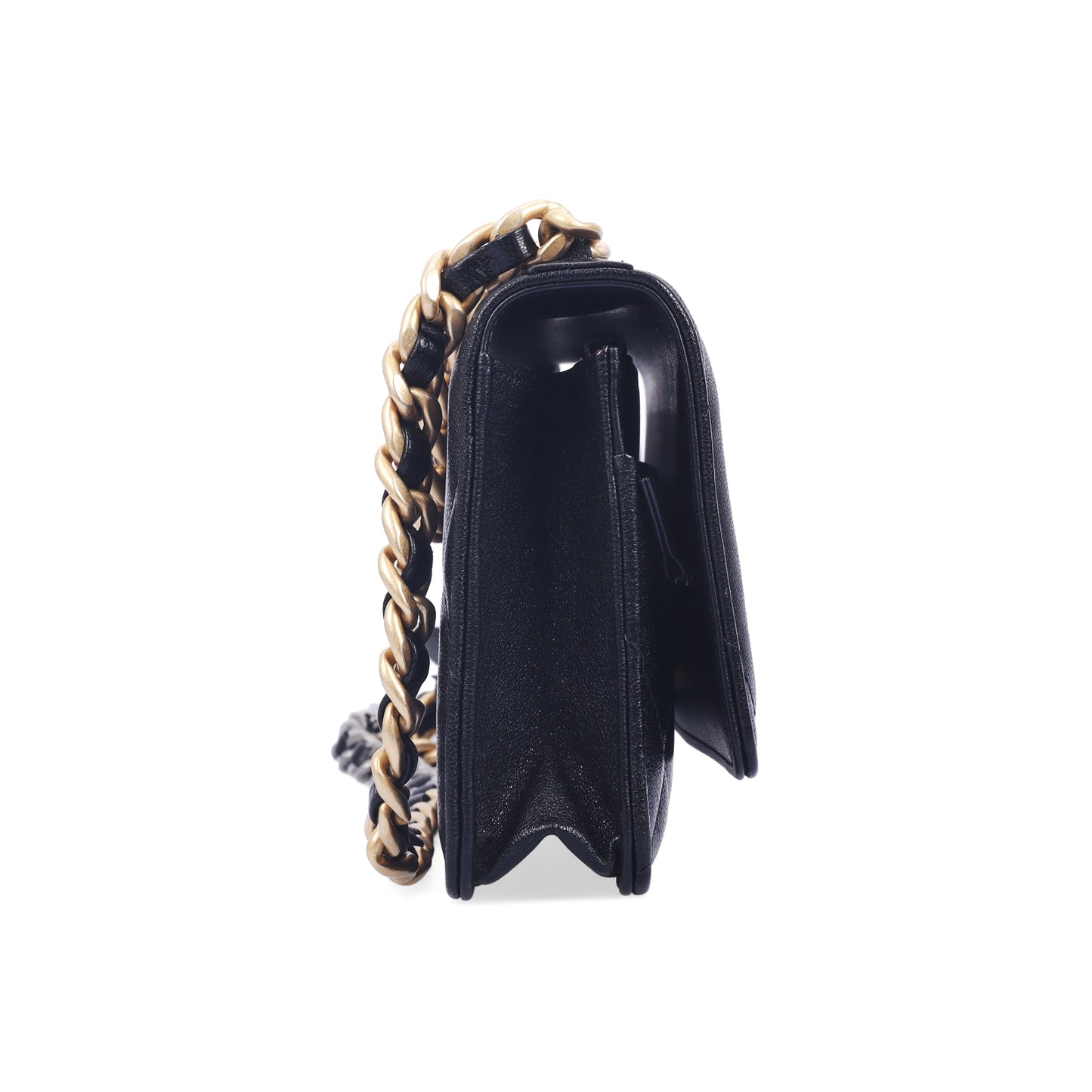 Pre-Owned Chanel 19 Black Quilted Lambskin Wallet on Chain 57907422