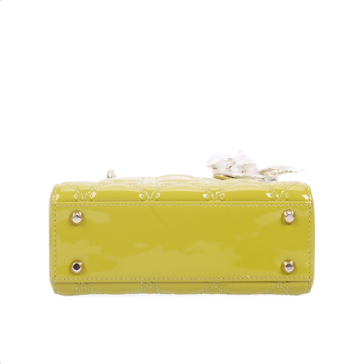 Pre-Owned Dior Lady Dior Yellow Cannage Patent Leather Shoulder Bag 58826834