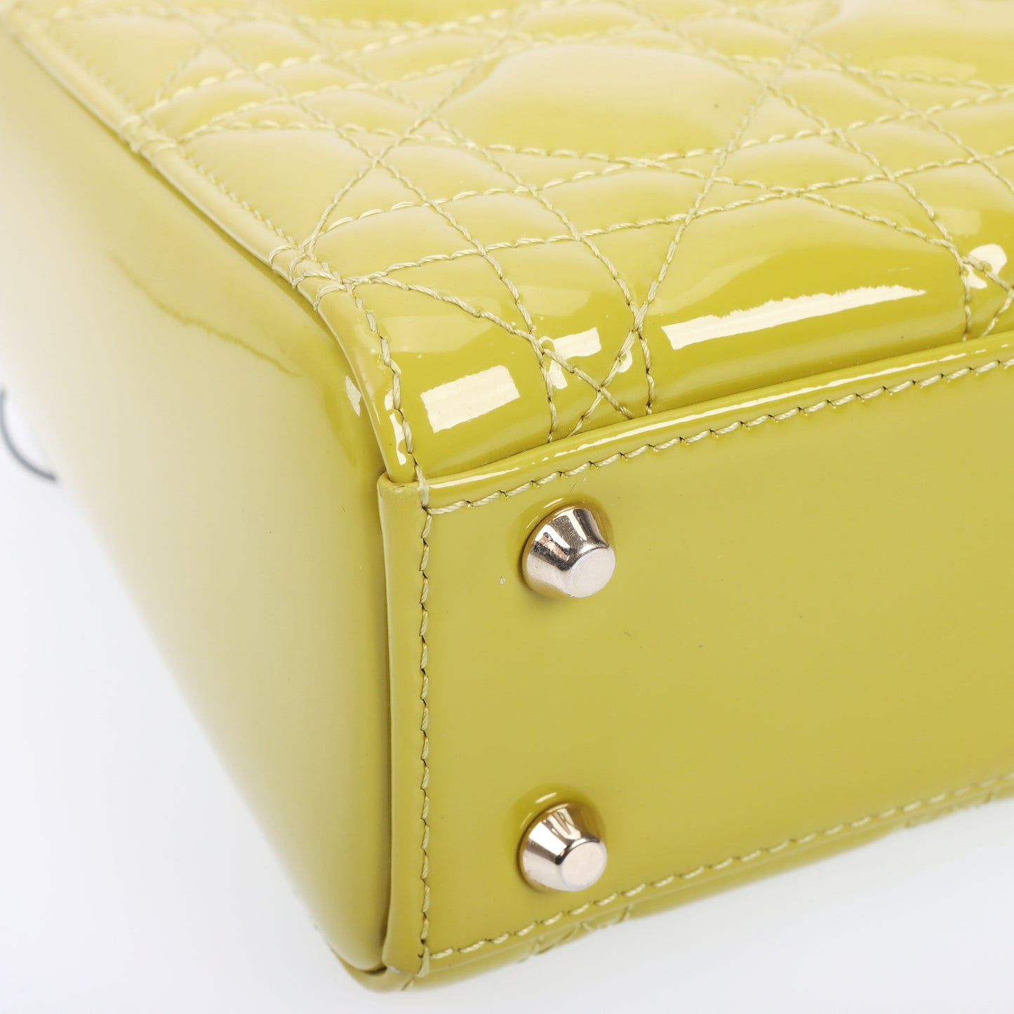 Pre-Owned Dior Lady Dior Yellow Cannage Patent Leather Shoulder Bag 58826834