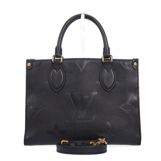 Pre-Owned Louis Vuitton Onthego PM Black Calfskin Shoulder Bag 59045785