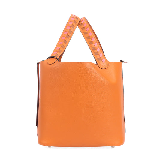 Pre-Owned Hermès Picotin Lock Orange Leather Top Handle Bag 59317552