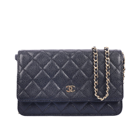 Pre-Owned Chanel Classic Black Calfskin Wallet on Chain 59714480