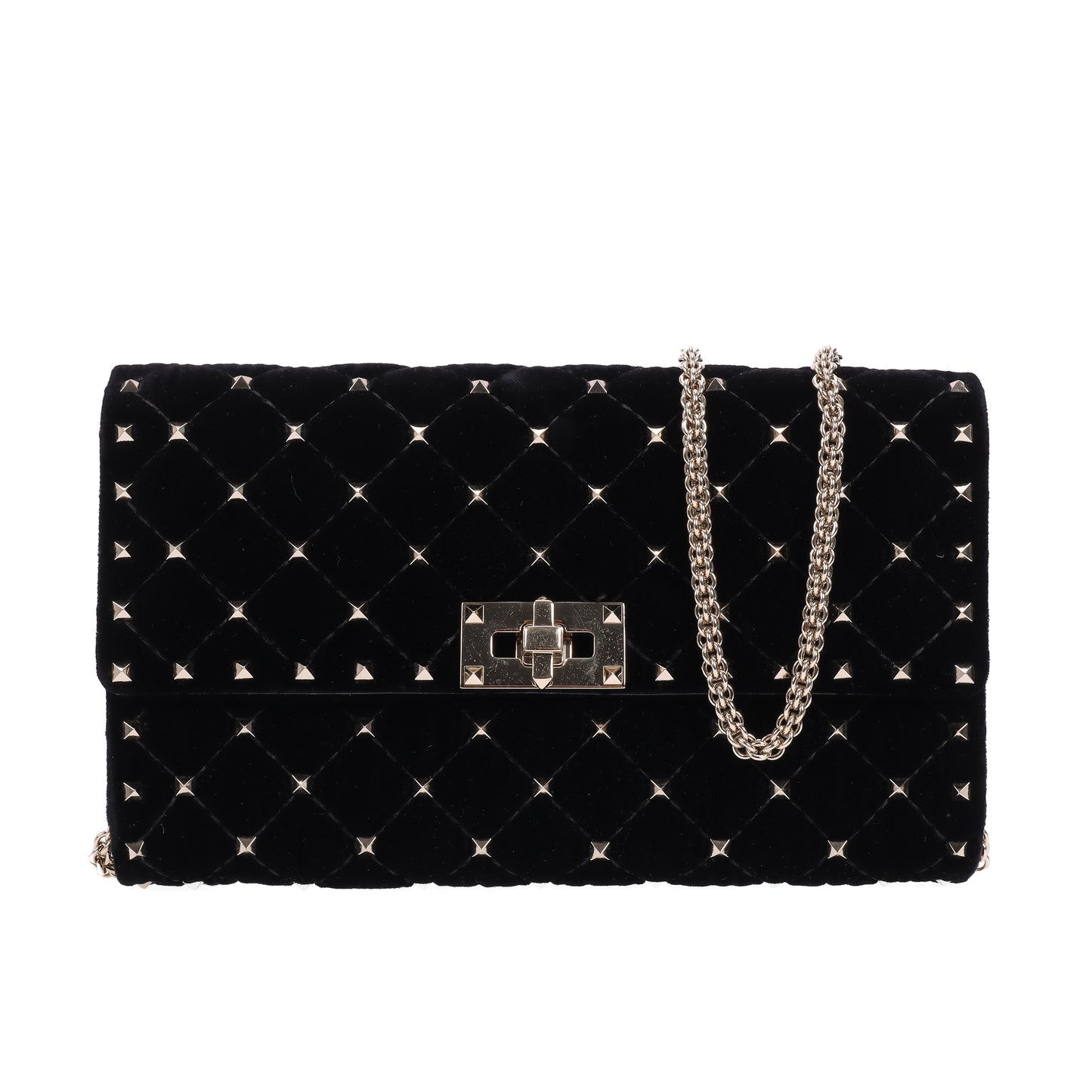 Pre-Owned Valentino Black Velvet Wallet on Chain 60471272